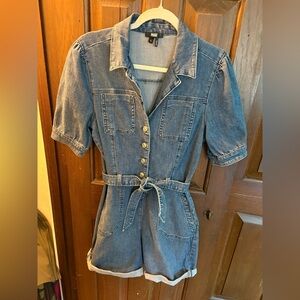 PAIGE Blue Button-Front Jumpsuit